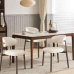 White Dining Chairs Set of 2,Modern and Stylish PU - Leather Upholstered Dining Table and Chairs, Carbon Steel Material - Image 3