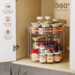 LAMU 12inch 2 Tier Lazy Susan Turntable Organizer Rotating Spice Rack Organization for Cabinet, Kitchen, Pantry, Countertop, Bathroom, Vanity, Medicine Cabinet Organizer, Clear - Image 4