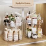 LAMU 12inch 2 Tier Lazy Susan Turntable Organizer Rotating Spice Rack Organization for Cabinet, Kitchen, Pantry, Countertop, Bathroom, Vanity, Medicine Cabinet Organizer, Clear - Image 7