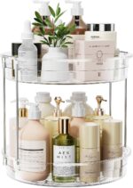 LAMU 12inch 2 Tier Lazy Susan Turntable Organizer Rotating Spice Rack Organization for Cabinet, Kitchen, Pantry, Countertop, Bathroom, Vanity, Medicine Cabinet Organizer, Clear - Image 9