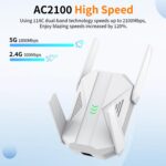 2025 AC2100 WiFi Extender - WiFi Extender Signal Booster with Gigabit Ethernet Port, WiFi Booster Dual-Band(5.8G&2.4G) Coverage to 12888 sp.ft, Faster Speed, Compatible with Multiple Devices - Image 3