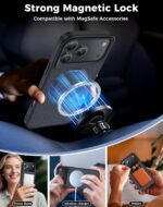 Designed for iPhone 17 Pro Case with 360° Magnetic Stand, Carbon Fiber Phone Case [Compatible with Magsafe] [15FT Military Protection] with Stand Ring 6.3'', Black - Image 4
