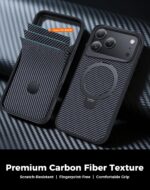 Designed for iPhone 17 Pro Case with 360° Magnetic Stand, Carbon Fiber Phone Case [Compatible with Magsafe] [15FT Military Protection] with Stand Ring 6.3'', Black - Image 5