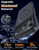 Designed for iPhone 17 Pro Case with 360° Magnetic Stand, Carbon Fiber Phone Case [Compatible with Magsafe] [15FT Military Protection] with Stand Ring 6.3'', Black - Image 6