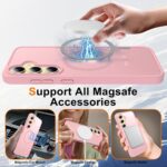 Ezanmull for Samsung Galaxy S24 FE Case Magnetic Shockproof, [Fit for MagSafe] [Glass Screen Protector + Camera Lens Protector] Translucent Anti-Fingerprint Case for Samsung Galaxy S24 FE (Pink) - Image 3