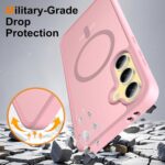 Ezanmull for Samsung Galaxy S24 FE Case Magnetic Shockproof, [Fit for MagSafe] [Glass Screen Protector + Camera Lens Protector] Translucent Anti-Fingerprint Case for Samsung Galaxy S24 FE (Pink) - Image 4