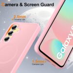 Ezanmull for Samsung Galaxy S24 FE Case Magnetic Shockproof, [Fit for MagSafe] [Glass Screen Protector + Camera Lens Protector] Translucent Anti-Fingerprint Case for Samsung Galaxy S24 FE (Pink) - Image 5