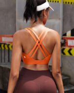 RUNNING GIRL High Impact Sports Bras for Women - Scoop Neck Strappy Sports Bra High Support Moulded Cup Workout Bra - Image 3