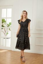 GRACE KARIN Women's V Neck Ruffle Sleeve Summer Dress 2025 Split Flowy Tiered Midi Dress Wedding Guest Cocktail Dresses - Image 9