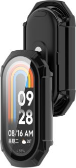 MOTONG PC Full Coverage Protective Watch Case Cover Tempered Glass Screen Protector Compatible with Xiaomi Smart Band 9(Black) - Image 4