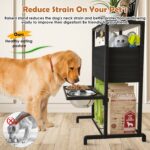 Elevated Dog Bowls: Height Adjustable Raised Dog Stand (4.5'' to 12'') 2 * 1700ml Stainless Steel Bowls + Slow Feeder, Feeding Station w/Storage Organizer & Toy Basket for Medium/Large Breeds - Image 3