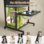 Elevated Dog Bowls: Height Adjustable Raised Dog Stand (4.5'' to 12'') 2 * 1700ml Stainless Steel Bowls + Slow Feeder, Feeding Station w/Storage Organizer & Toy Basket for Medium/Large Breeds - Image 4