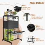 Elevated Dog Bowls: Height Adjustable Raised Dog Stand (4.5'' to 12'') 2 * 1700ml Stainless Steel Bowls + Slow Feeder, Feeding Station w/Storage Organizer & Toy Basket for Medium/Large Breeds - Image 6