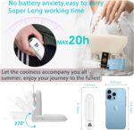 Portable Handheld Fan, Personal Fan, 6 IN 1 3000mAh Rechargeable Battery Operated, Bullet Shape Mini Fan with Flashlight Hook 3 Speed (White) - Image 5