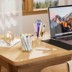 MaxGear Round Pen Holder 4 Pack Acrylic Cylinder Container, Pencil Holder for Desk Pen Cups for Utensil Makeup Brush, Clear Stationery Organizer for School Home Supplies Office Desk Accessories - Image 3