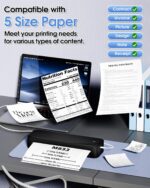 Memoqueen M833 Portable Wireless Printer for Travel, Inkless Thermal Printer Bluetooth Support 8.5'' x 11'' US Letter & A4 Thermal Paper, for Phone & Laptop for Office, School, Home - Image 3