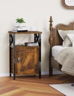 Night Stand with Locking Drawer, Bedside Table with Drawers, Wooden Bed Side Table with Storage, Nightstand with Shelves, End Night Tables For Bedroom, Living Room, Dorm, Office (Rustic Brown) - Image 3