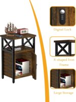 Night Stand with Locking Drawer, Bedside Table with Drawers, Wooden Bed Side Table with Storage, Nightstand with Shelves, End Night Tables For Bedroom, Living Room, Dorm, Office (Rustic Brown) - Image 5
