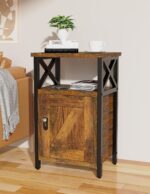 Night Stand with Locking Drawer, Bedside Table with Drawers, Wooden Bed Side Table with Storage, Nightstand with Shelves, End Night Tables For Bedroom, Living Room, Dorm, Office (Rustic Brown) - Image 6