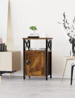 Night Stand with Locking Drawer, Bedside Table with Drawers, Wooden Bed Side Table with Storage, Nightstand with Shelves, End Night Tables For Bedroom, Living Room, Dorm, Office (Rustic Brown) - Image 7