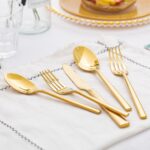 KINGSTONE Gold Silverware Set, 20-Piece Forged Flatware Set Cutlery Set Premium Stainless Steel, Service for 4, for Kitchen, Home, Wedding, Party, Mirror Polished and Dishwasher Safe - Image 8