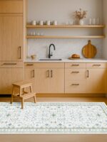 Washable Oushak Bathroom Runner Rug 2x5 - Eclectic Boho Floral Pastel, Non Slip Low Pile Stain Resistant Small Throw Rug for Bedroom, Laundry Room, Powder Room, Cream Green - Image 9