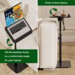 Sofa Side Tray Table for Couch - Set of 2 Adjustable Height 360° Swivel C Table for Sofa & Bed, Use as TV Tray Laptop Stand Snack Table Reading Desk, Fits Eating Working Studying - Image 5