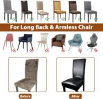 Leather Chair Covers for Dining Chairs Set of 6, Super Stretch Waterproof Kitchen Chair Covers Thickened Washable Dining Chair Slipcovers Black Chair Seat Covers for Dining/Kitchen/Banquet - Image 7