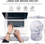 Mouse Pad Wrist Support, Laokiiy 2 in1 Keyboard Wrist Rest+ Ergonomic Mouse Pad, Non-Slip Wrist Rest for Computer Keyboard, Made Easy Typing & Relieve Wrist Pain(White Gold Gray Marble) - Image 6