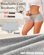 ALL OF ME Cotton Underwear for Women Boyshort Panties Full Coverage Boxer Briefs Stretch Boy Short Undies 6 Pack - Image 4