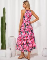 GRACE KARIN Women's Maxi Boho Dress Casual Summer Loose Long Floral Sundresses Flowy Halter Tiered Beach Vacation Outfits - Image 5