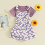 fhutpw Toddler Baby Girls Summer Outfits Daisy Ruffle Short Sleeve T-Shirts Tops Floral Shorts 2Pcs Clothes Set 6M-4T - Image 3