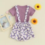 fhutpw Toddler Baby Girls Summer Outfits Daisy Ruffle Short Sleeve T-Shirts Tops Floral Shorts 2Pcs Clothes Set 6M-4T - Image 4