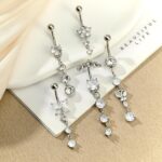 LAURITAMI 14G Dangle Belly Button Rings - Surgical Steel Silver and Rose Gold CZ Piercing Jewelry for Women - Image 7