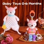 Baby Toys 0-6 Months, 5Pcs Deer Rattle Toy Set, Baby Rattles 0-6 Months with Teething, Hanging Toy for Stroller and Cloth Books, Infant Newborn Boys Girls Shower Gifts 0 3 6 9 12 Months - Image 4