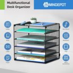 6 Tier Desk Organizer Paper Tray, Metal File Holder Desktop Organizers and Workspace Accessories for School Office Organization Storage Rack (1, Black) - Image 6