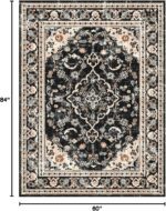 Vhong Washable Area Rugs Boho Vintage Modern Neutral Large Carpet Black and Brown 5×7 High Traffic Rugs for Dinning Room Living Room Bedroom Farmhouse Non Slip - Image 3