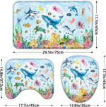 4pcs Ocean Theme Shower Curtain Set, Vibrant Underwater Scene Includes Non-Slip Bath Mat, Toilet Lid Cover, and Floor Mat - Image 4