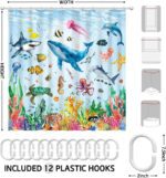 4pcs Ocean Theme Shower Curtain Set, Vibrant Underwater Scene Includes Non-Slip Bath Mat, Toilet Lid Cover, and Floor Mat - Image 5