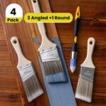 Mister Rui Paint Brush Set, 4 Pack Angle Brushes Professional Trim, Cabinet & Wall Paint Brushes for Oil, Latex, Synthetic Bristles, No Shedding - Image 3