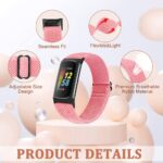 Elastic Nylon Band Compatible with Fitbit Charge 5 Bands，Adjustable Breathable Comfortable Solo Loop Sport Replacement Wristband for Fitbit Charge 5 for Women Men - Image 3