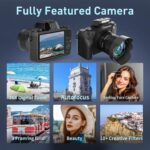 8K Digital Camera for Photography, WiFi & Dual-Lens Vlogging Camera for YouTube with 4" Touch Screen, 64MP Vlog Cameras 16X Digital Zoom with 3000mAh Battery, 32GB TF Card & Lens Hood(Black) - Image 6