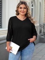 Chulianyouhuo Plus Size Tops for Women 3/4 Lace Sleeve V Neck Tee Shirt Summer Casual Loose Fit Tunic Blouse 2025 - Image 7