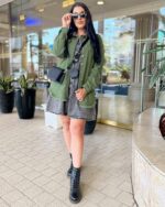 Vetinee Women’s Oversized Button Up Frayed Hem Shacket Long Sleeve Pockets Denim Jean Jacket - Image 5