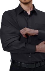 Alimens & Gentle Mens Dress Shirts 4-Way Stretch Long Sleeve Collared Casual Solid Wedding Dating Button Down Shirt - Image 4