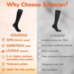 Merino Wool Compression Socks for Women Men (2/3 Pairs) Knee High Winter Thermal Thick Warm for Nurse Pregnant Travel - Image 3