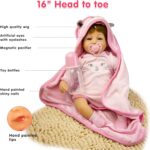 Lifelike Reborn Baby Dolls Girl, 16" Realistic Vinyl Silicone Real Reborn Dolls Girl Toddler Soft Body Newborn Baby Gift Set for Over 3 Years Old - Image 5