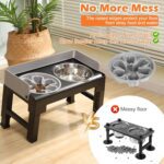 PAWCHIE Elevated Dog Bowls,Mess Proof Feeder for Large Dogs,6 Height Adjustable Raised Dog Bowl Stand with Slow Bowls & Water Bowl, No Spill, Non-Slip Tiltable Pet Feeder Stand Grey - Image 3