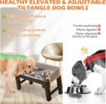 PAWCHIE Elevated Dog Bowls,Mess Proof Feeder for Large Dogs,6 Height Adjustable Raised Dog Bowl Stand with Slow Bowls & Water Bowl, No Spill, Non-Slip Tiltable Pet Feeder Stand Grey - Image 4