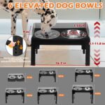 PAWCHIE Elevated Dog Bowls,Mess Proof Feeder for Large Dogs,6 Height Adjustable Raised Dog Bowl Stand with Slow Bowls & Water Bowl, No Spill, Non-Slip Tiltable Pet Feeder Stand Grey - Image 8